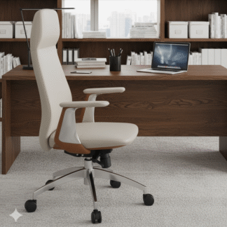 Felix Luxury High-Back Chair [White-Beige]